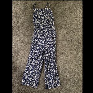 High neck navy and white jumpsuit